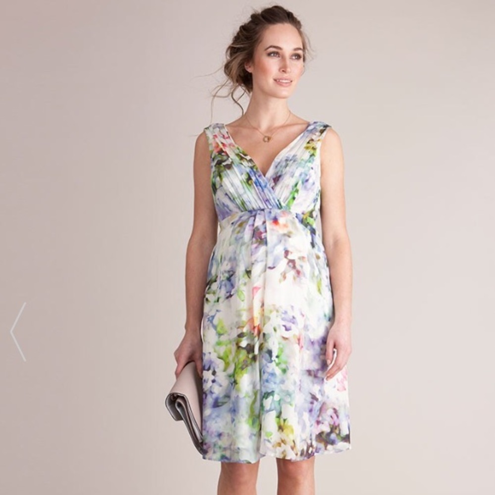 Seraphine floral silk maternity cocktail dress sz4